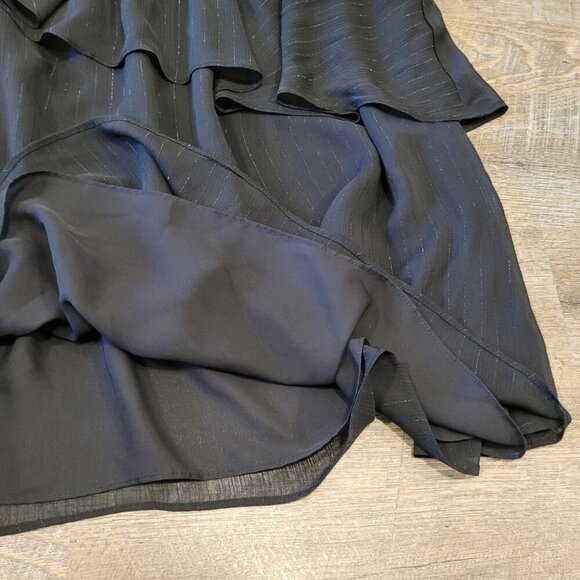 TORRID | One-Shoulder Ruffle Blouse - Crinkle Chiffon & Lurex Black Top | Sz. 4X - Picture 7 of 11